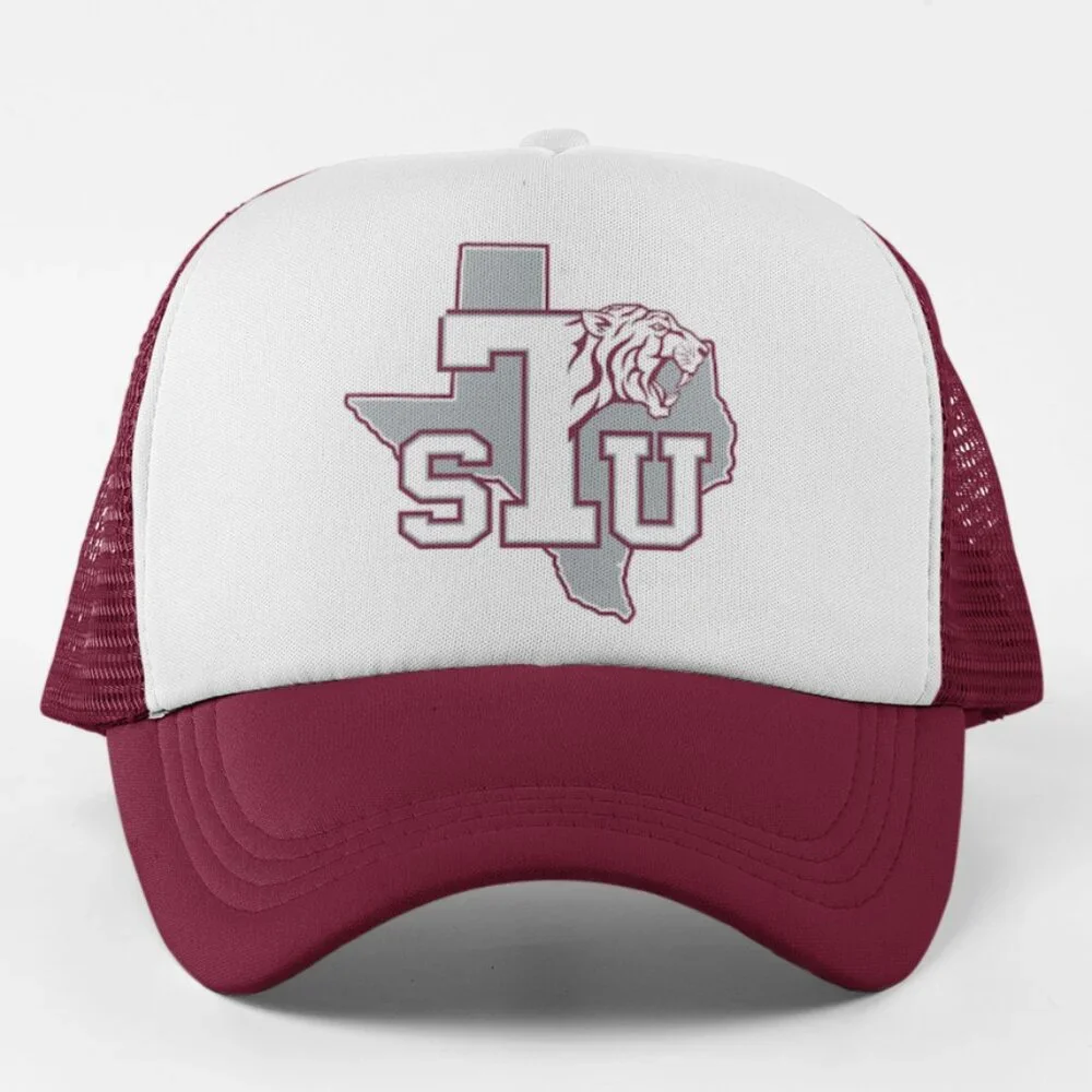 NEW Texas Southern Tigers Foam Trucker Mesh Snapback Hat 2TONE MAROON WHITE